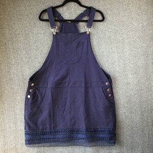 Venus Lace Trimmed Blue Overall Style 3 Pocket Knit Dress Sz 2X